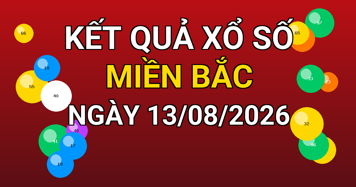 Kết quả xổ số Miền Bắc ngày 13/08/2026