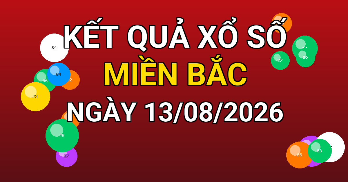 Kết quả xổ số Miền Bắc ngày 13/08/2026