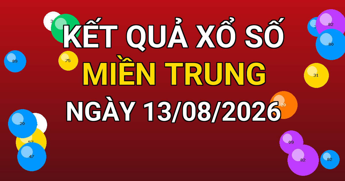 Kết quả xổ số Miền Trung ngày 13/08/2026