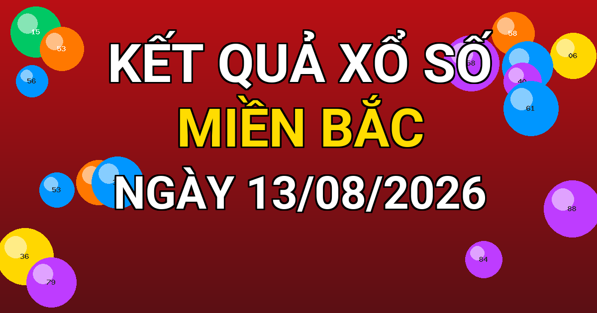 Kết quả xổ số Miền Bắc ngày 13/08/2026