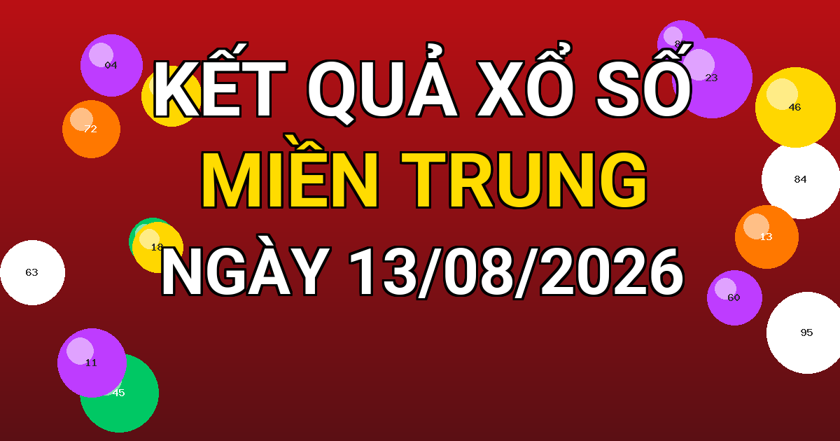 Kết quả xổ số Miền Trung ngày 13/08/2026
