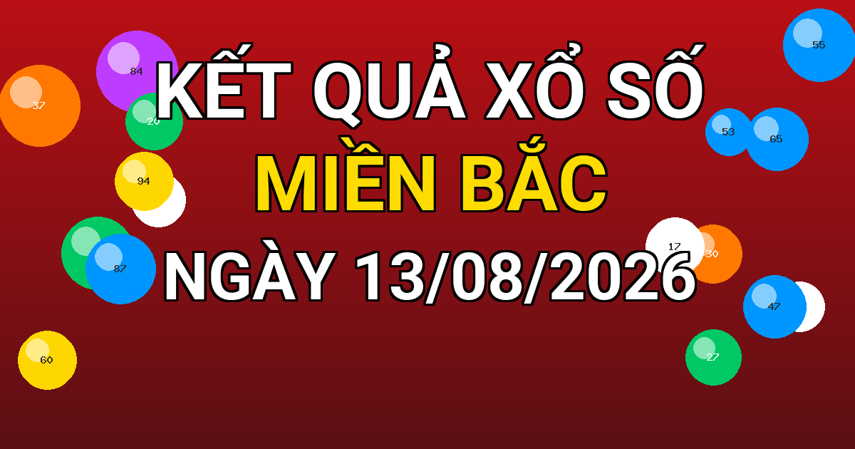 Kết quả xổ số Miền Bắc ngày 13/08/2026