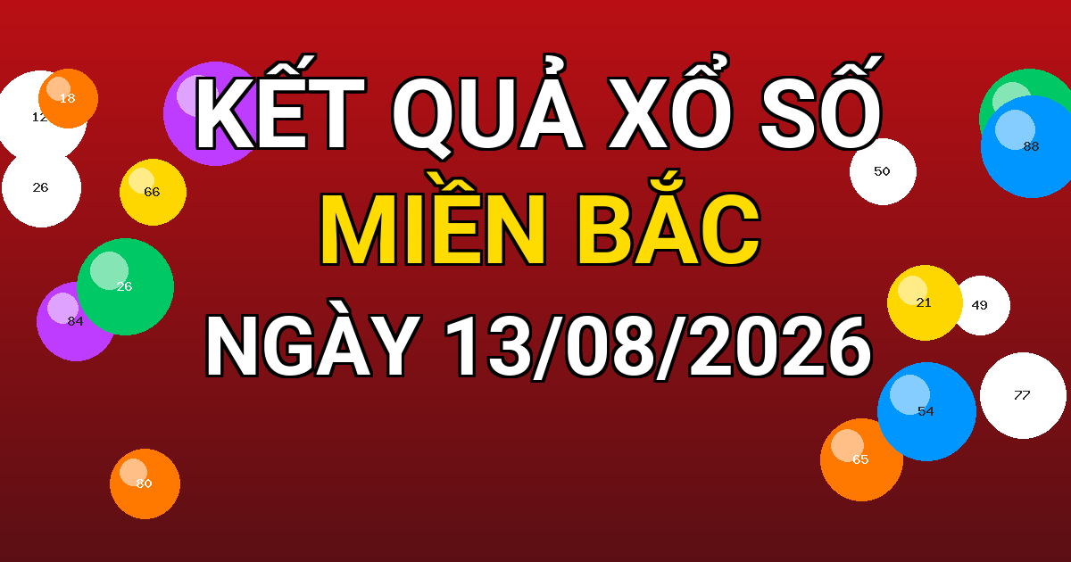 Kết quả xổ số Miền Bắc ngày 13/08/2026