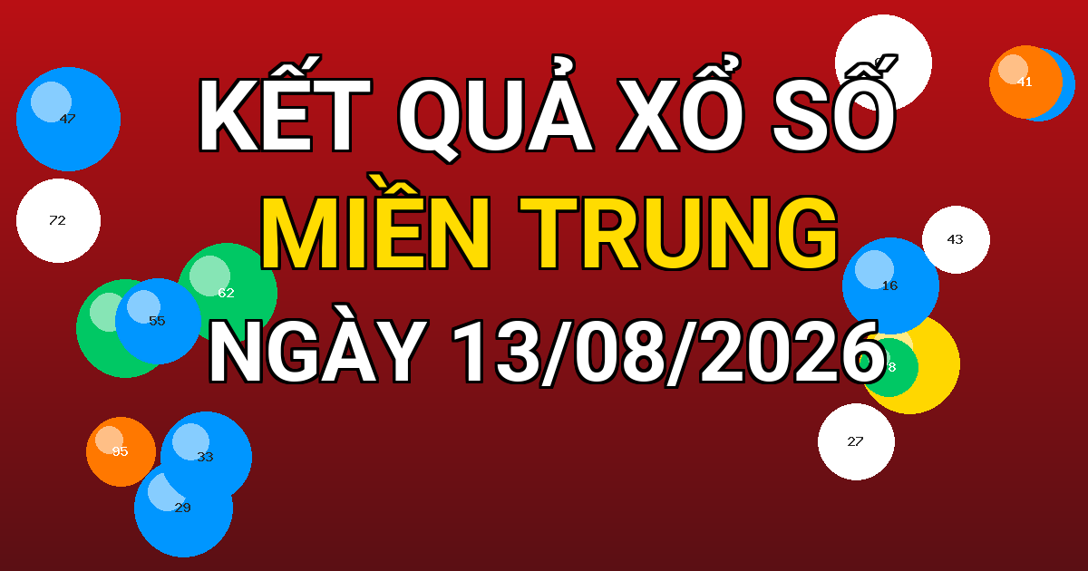 Kết quả xổ số Miền Trung ngày 13/08/2026