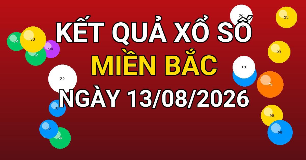 Kết quả xổ số Miền Bắc ngày 13/08/2026