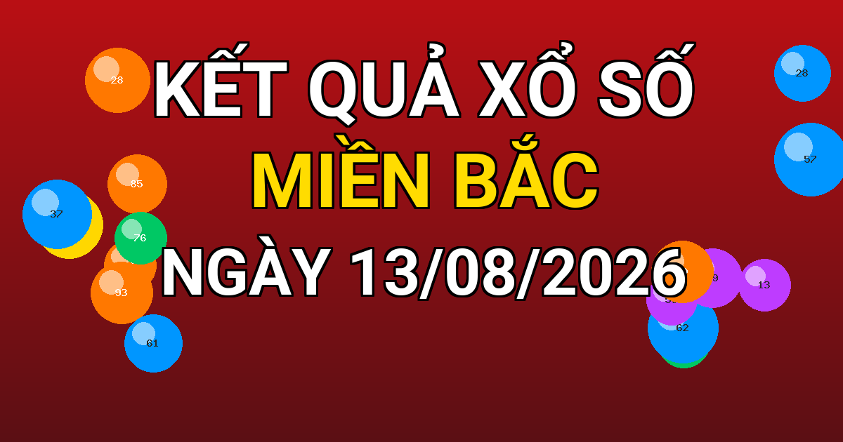 Kết quả xổ số Miền Bắc ngày 13/08/2026