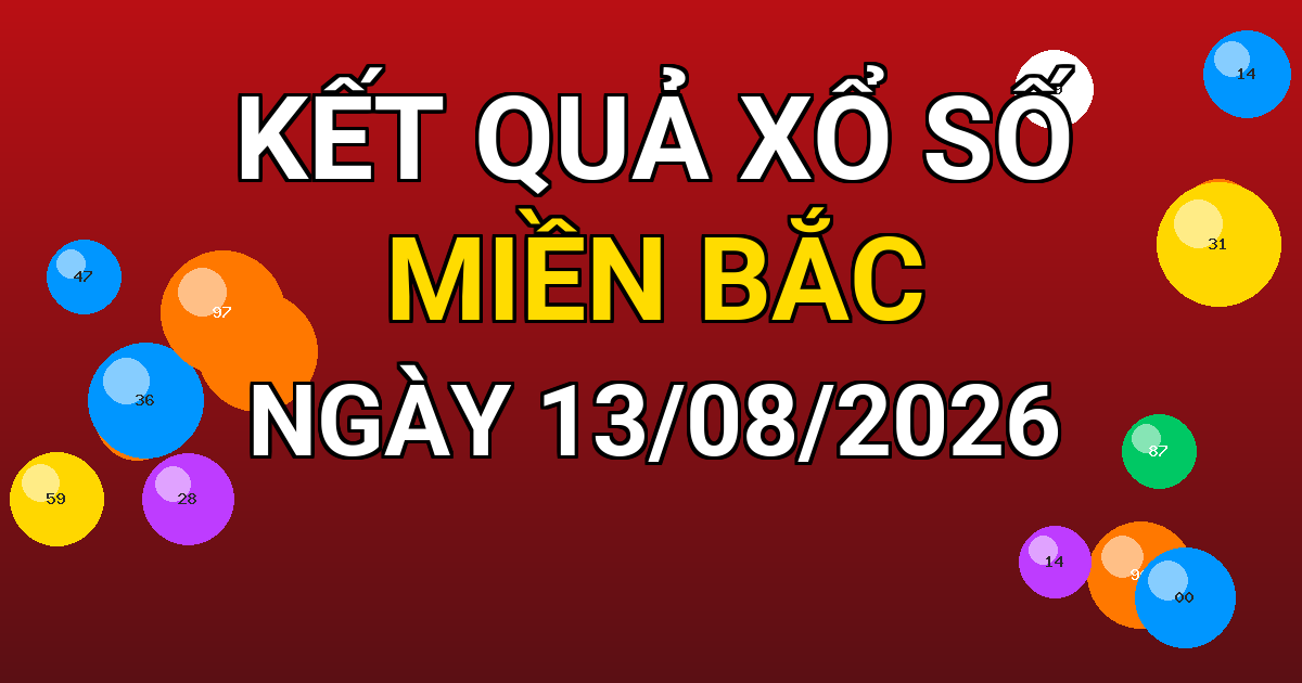 Kết quả xổ số Miền Bắc ngày 13/08/2026