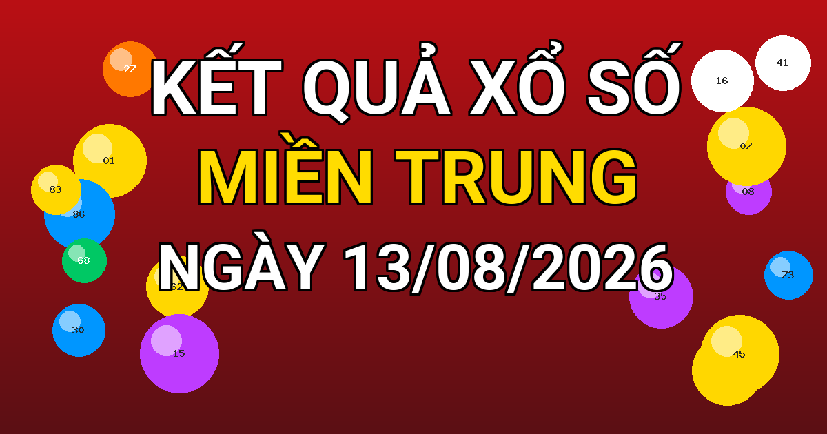 Kết quả xổ số Miền Trung ngày 13/08/2026