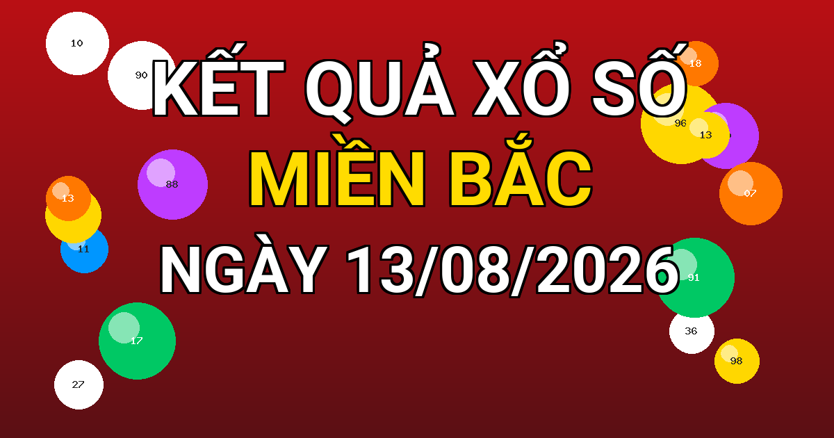 Kết quả xổ số Miền Bắc ngày 13/08/2026