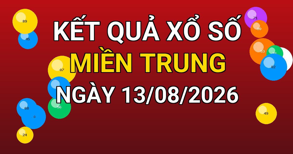 Kết quả xổ số Miền Trung ngày 13/08/2026