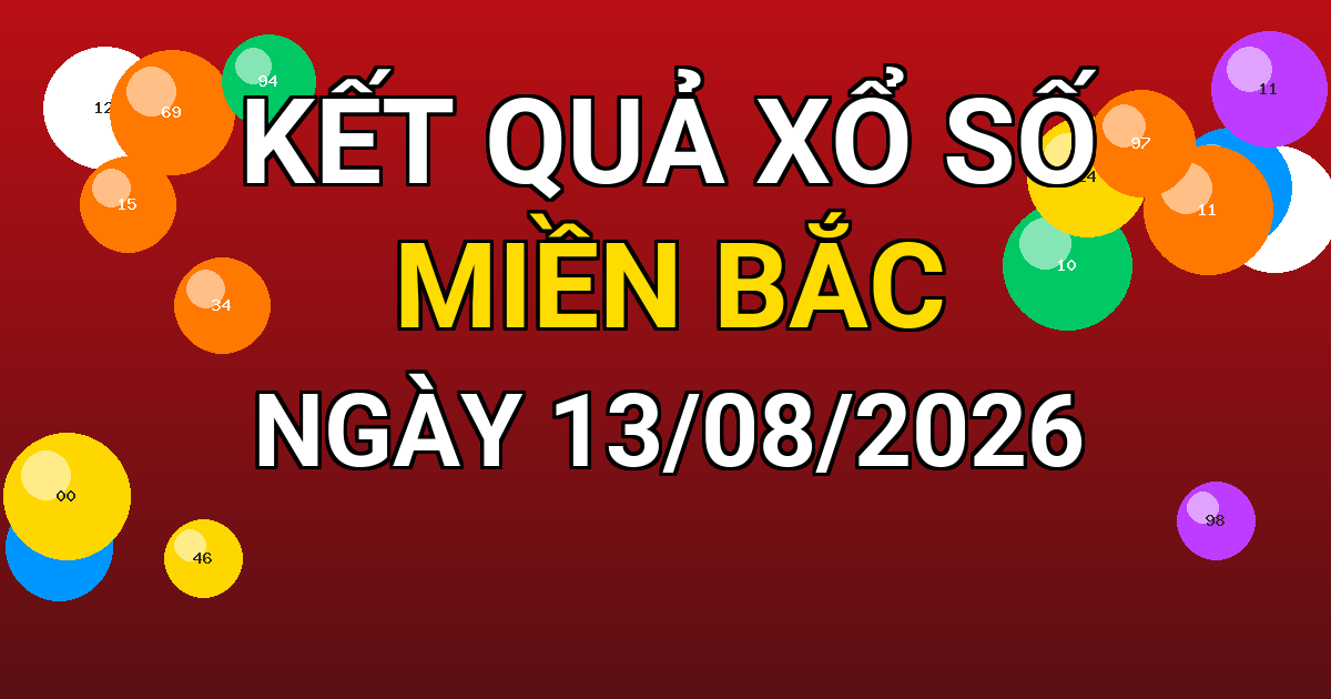 Kết quả xổ số Miền Bắc ngày 13/08/2026