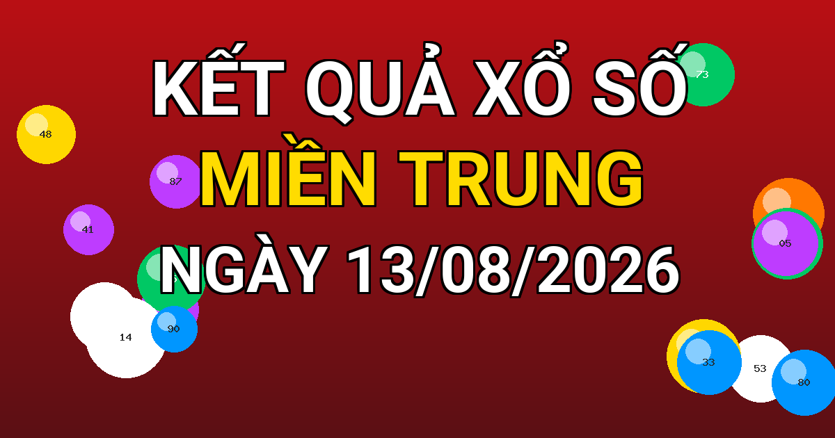 Kết quả xổ số Miền Trung ngày 13/08/2026