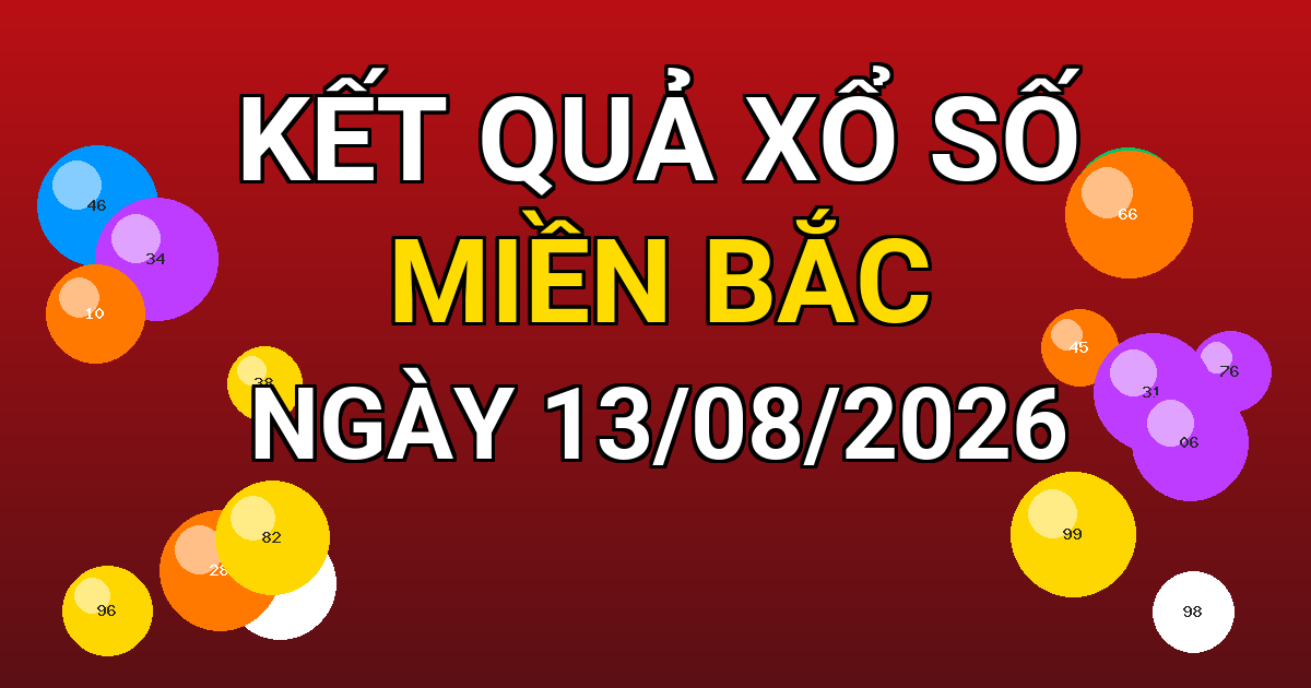 Kết quả xổ số Miền Bắc ngày 13/08/2026