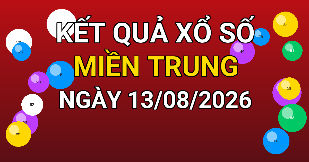 Kết quả xổ số Miền Trung ngày 13/08/2026