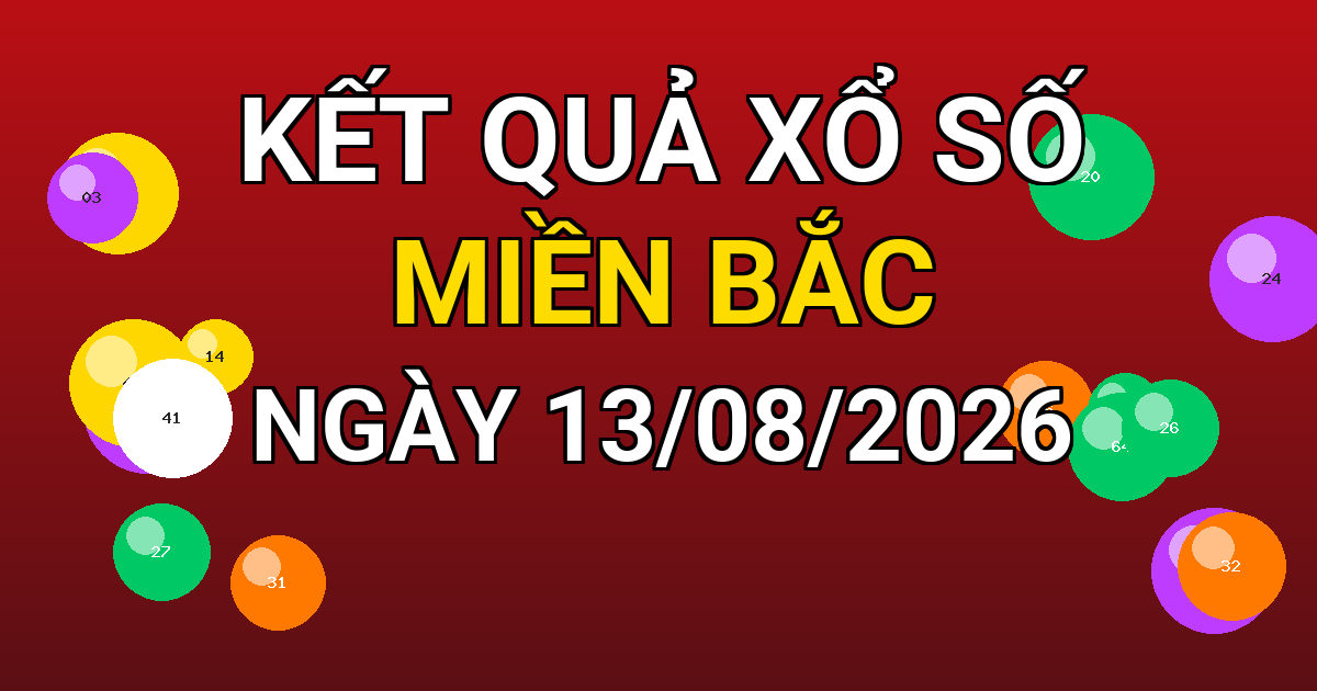 Kết quả xổ số Miền Bắc ngày 13/08/2026