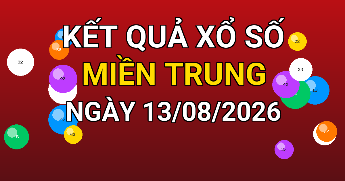 Kết quả xổ số Miền Trung ngày 13/08/2026