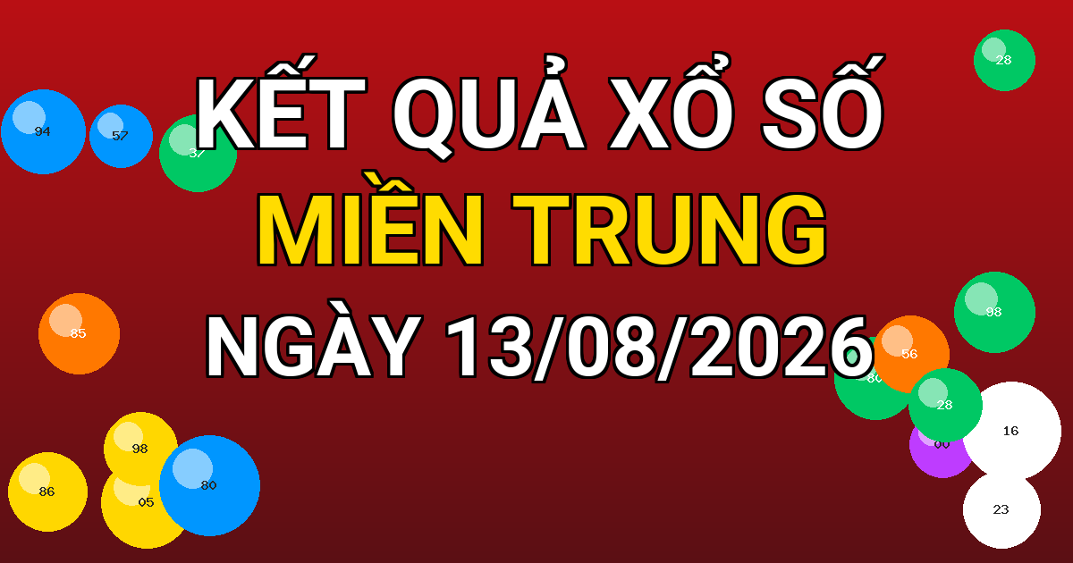 Kết quả xổ số Miền Trung ngày 13/08/2026
