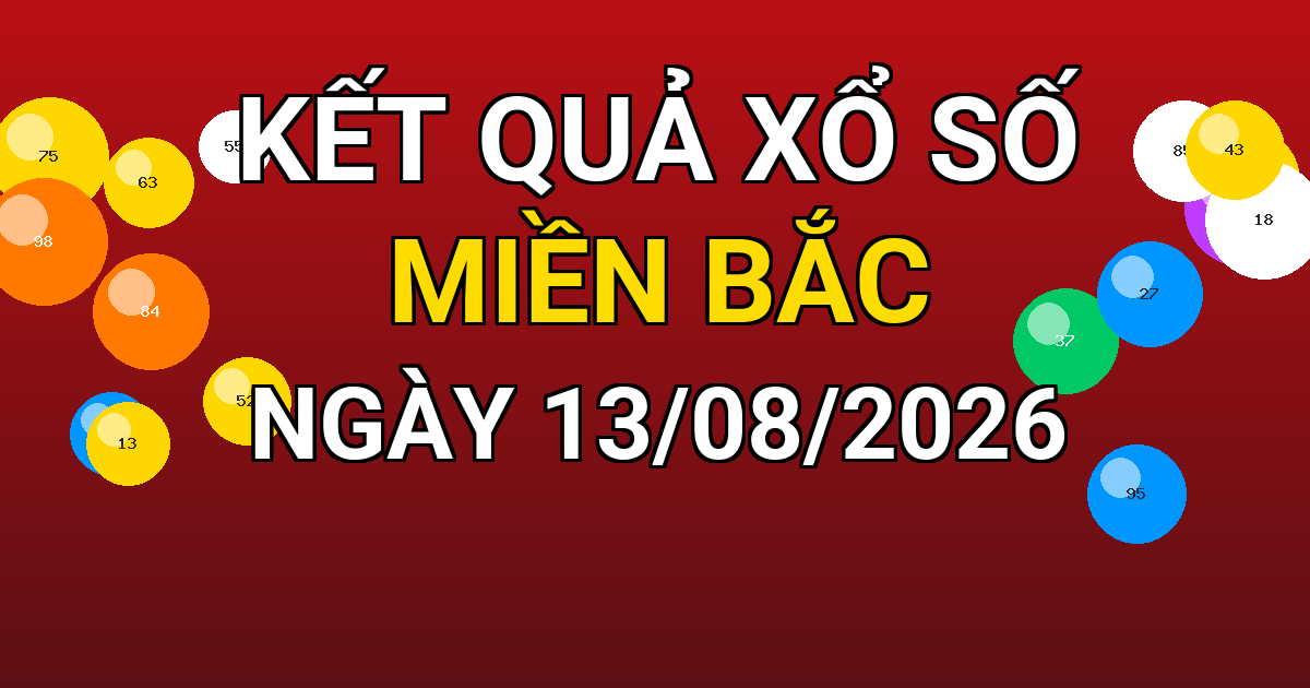 Kết quả xổ số Miền Bắc ngày 13/08/2026