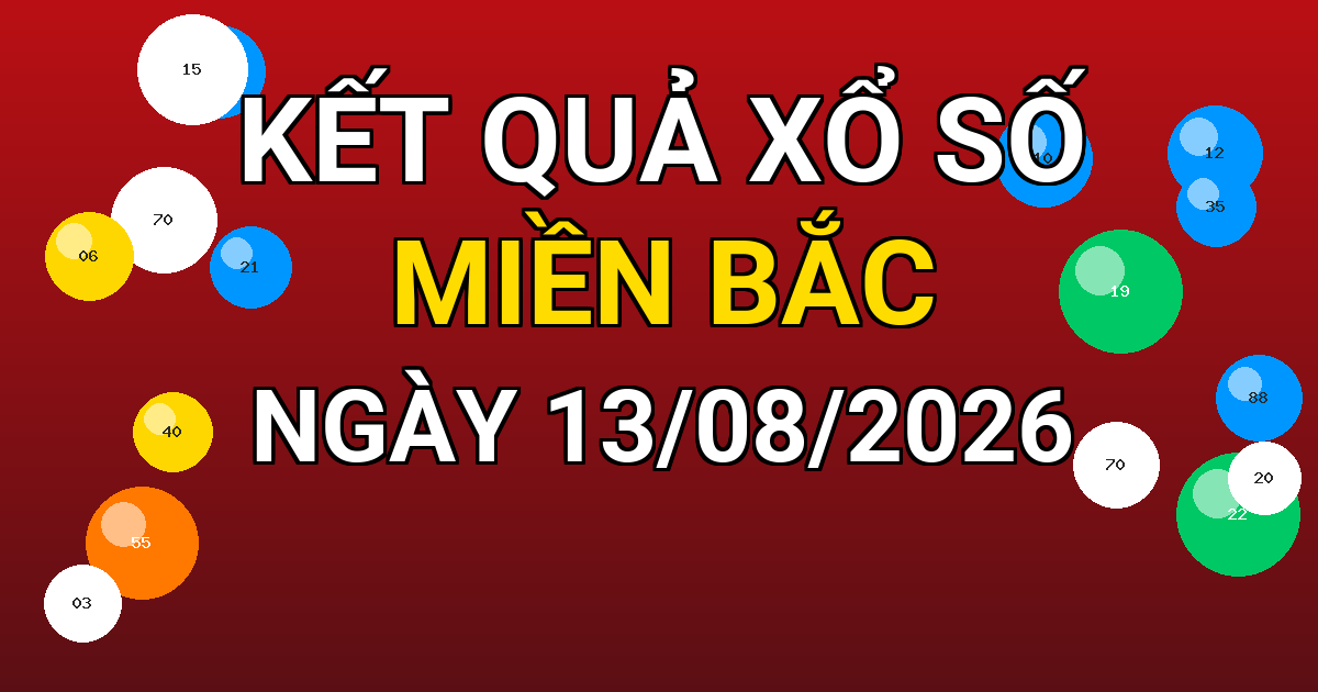 Kết quả xổ số Miền Bắc ngày 13/08/2026