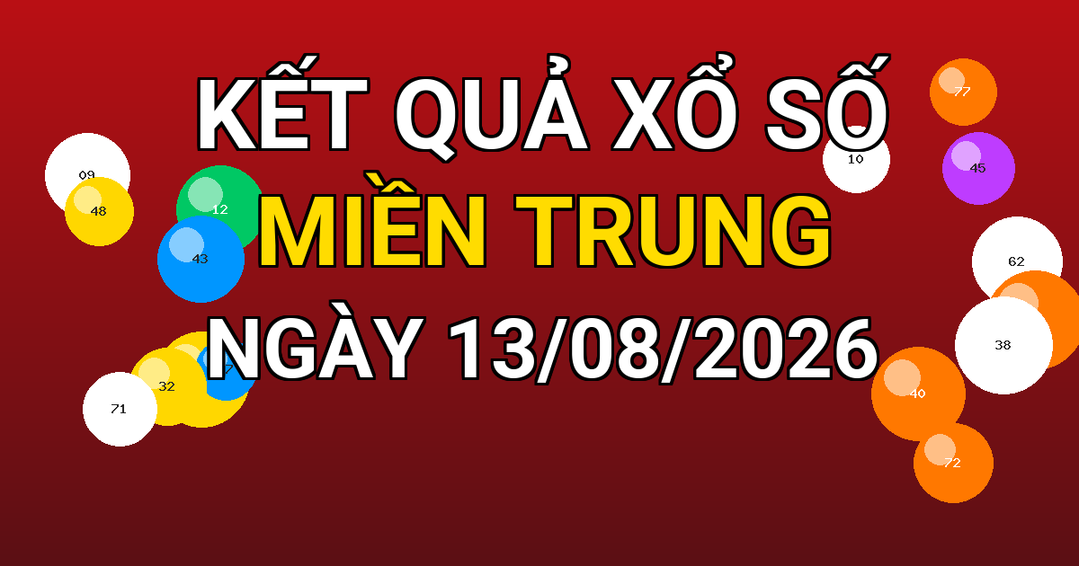 Kết quả xổ số Miền Trung ngày 13/08/2026