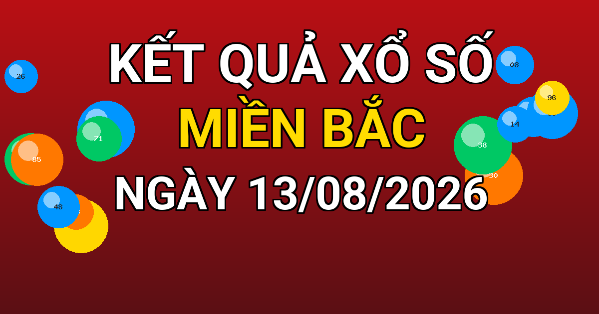 Kết quả xổ số Miền Bắc ngày 13/08/2026