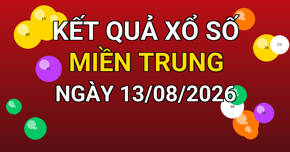 Kết quả xổ số Miền Trung ngày 13/08/2026