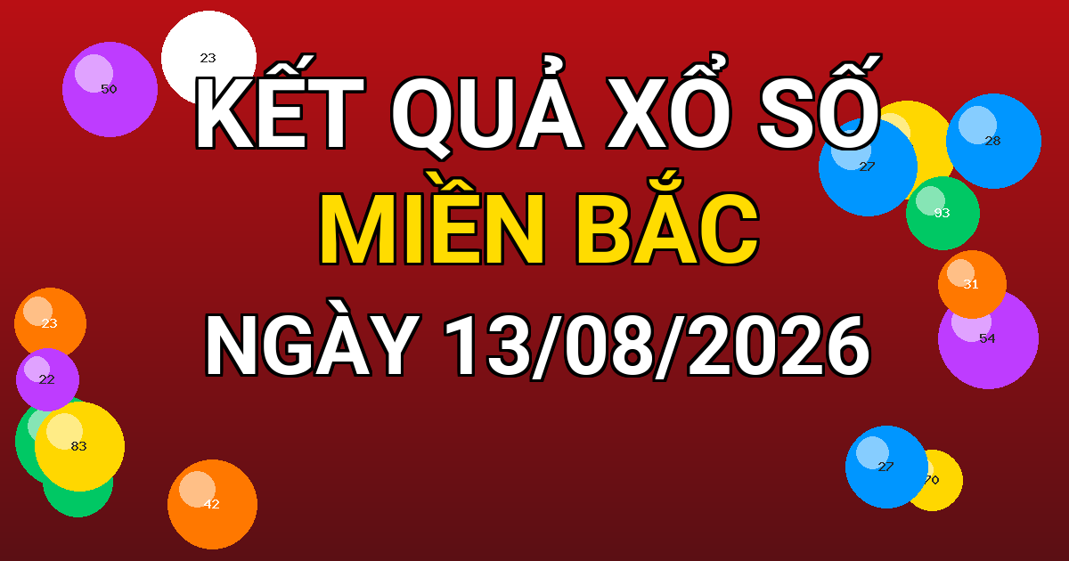 Kết quả xổ số Miền Bắc ngày 13/08/2026