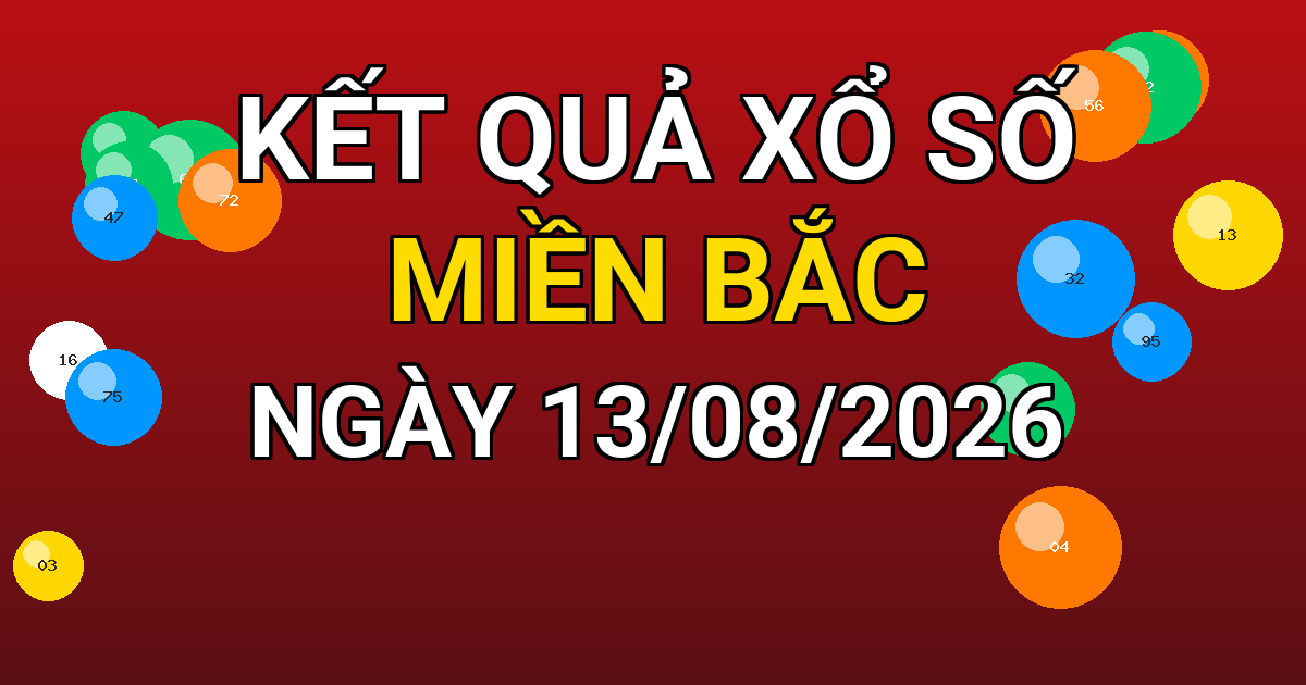 Kết quả xổ số Miền Bắc ngày 13/08/2026