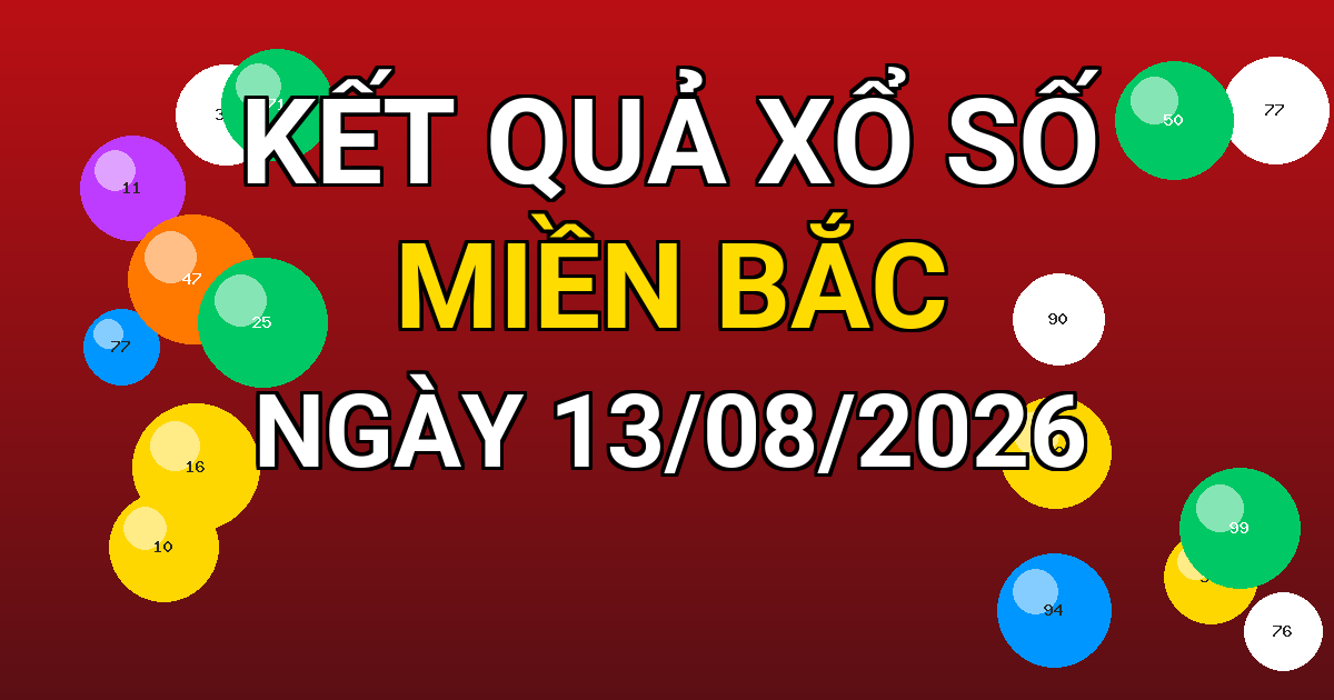 Kết quả xổ số Miền Bắc ngày 13/08/2026