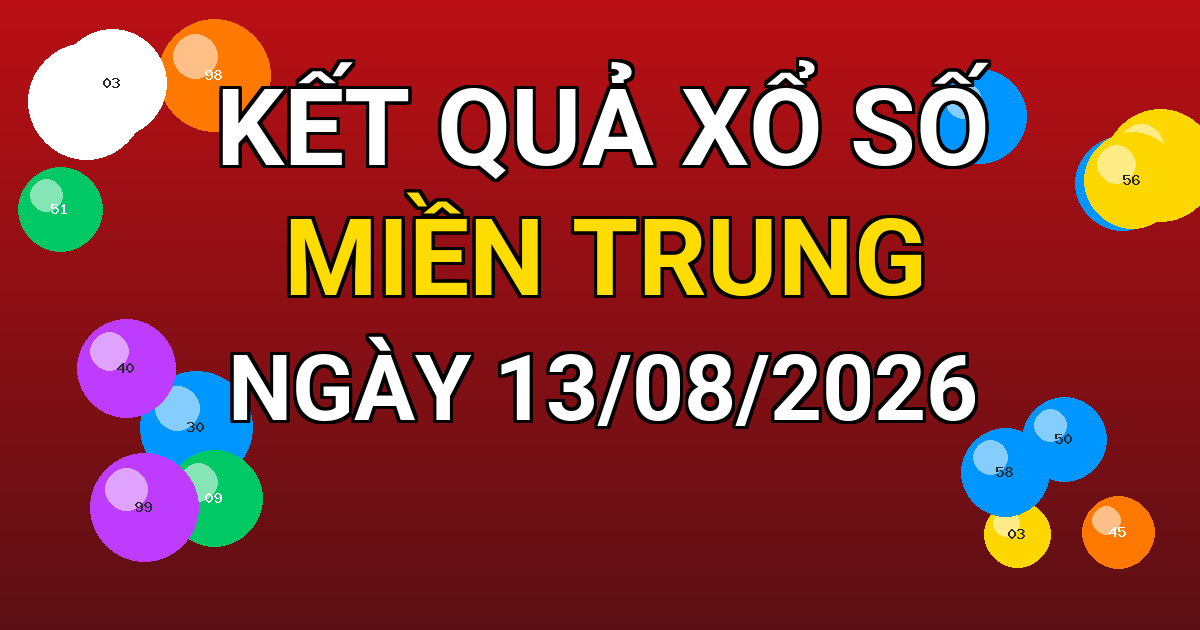 Kết quả xổ số Miền Trung ngày 13/08/2026