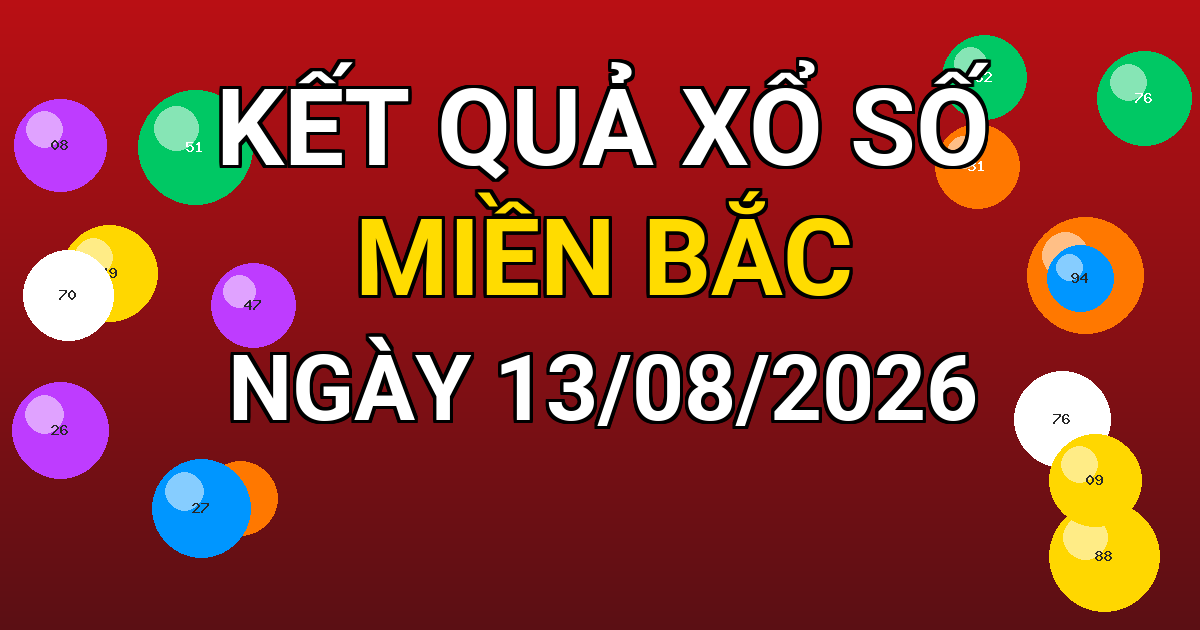 Kết quả xổ số Miền Bắc ngày 13/08/2026