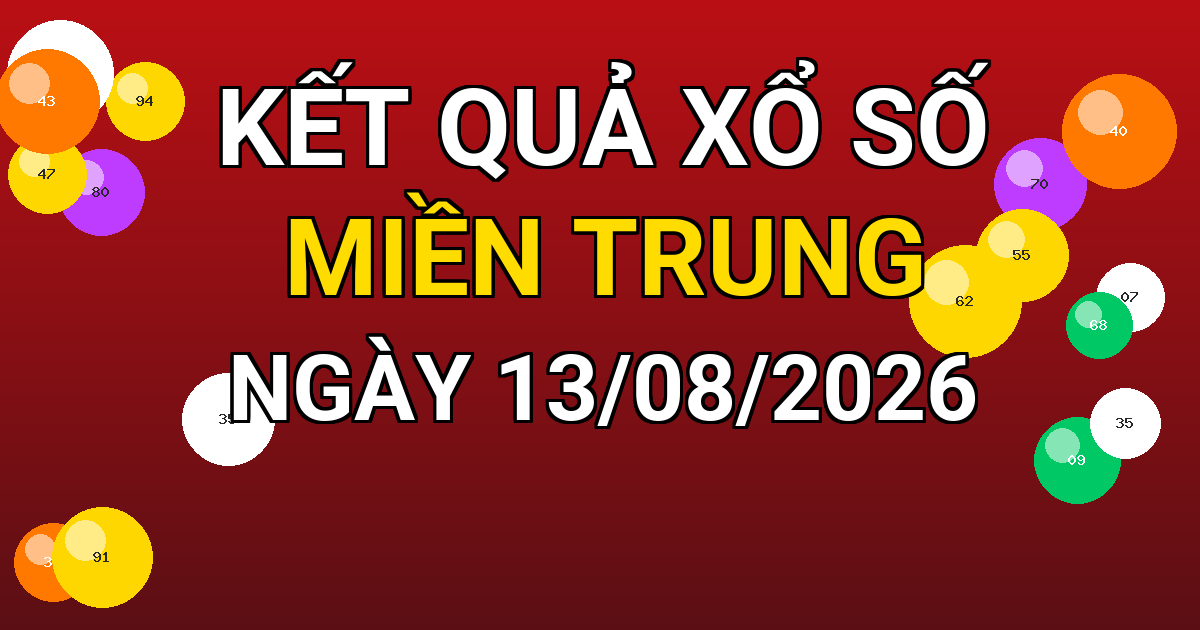 Kết quả xổ số Miền Trung ngày 13/08/2026