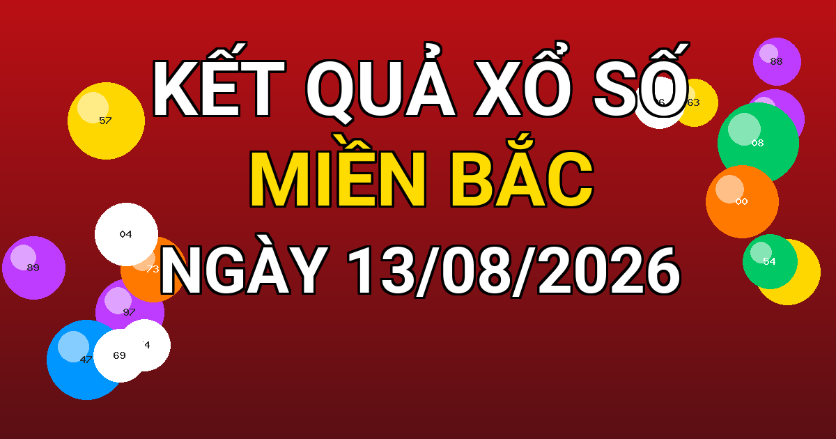 Kết quả xổ số Miền Bắc ngày 13/08/2026