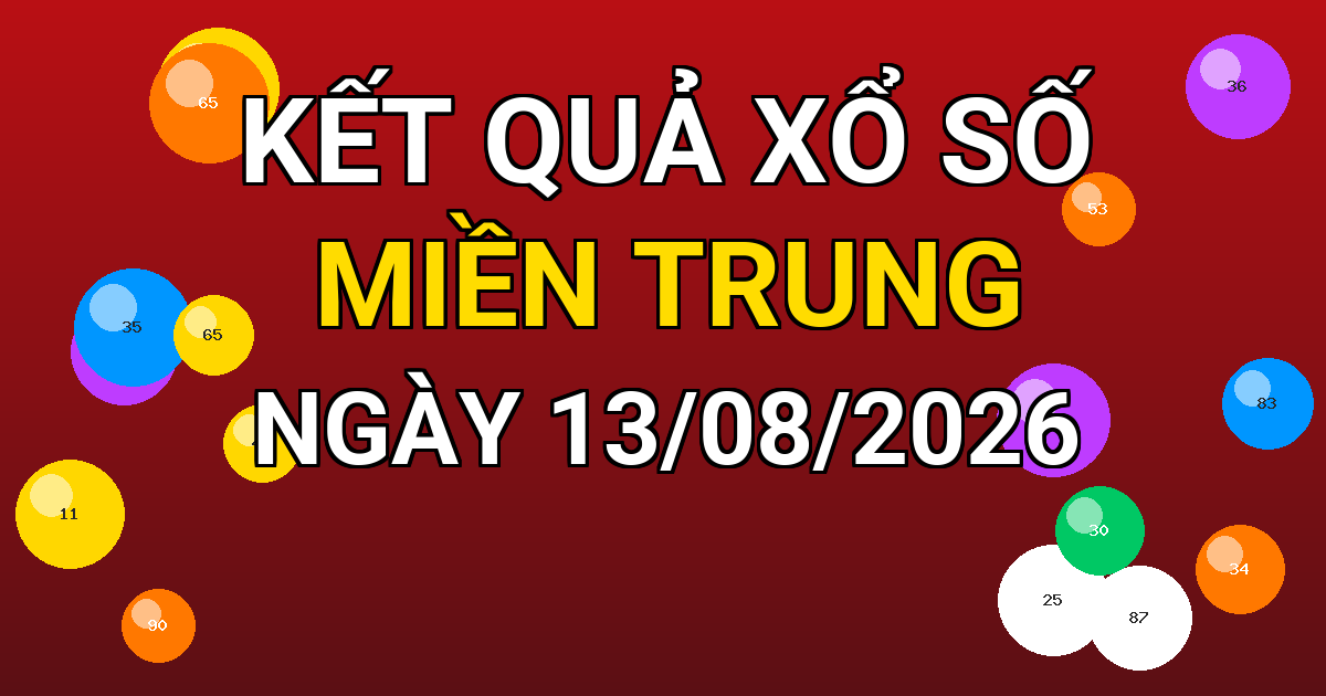 Kết quả xổ số Miền Trung ngày 13/08/2026