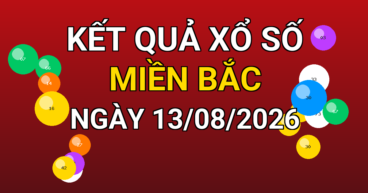 Kết quả xổ số Miền Bắc ngày 13/08/2026