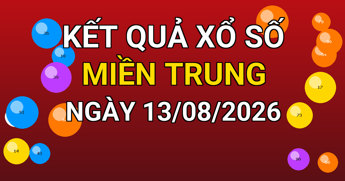 Kết quả xổ số Miền Trung ngày 13/08/2026