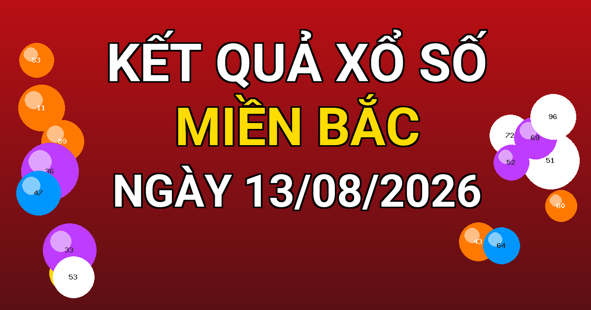 Kết quả xổ số Miền Bắc ngày 13/08/2026