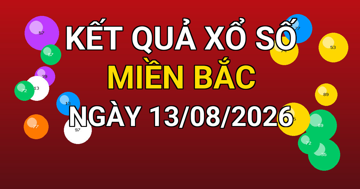 Kết quả xổ số Miền Bắc ngày 13/08/2026