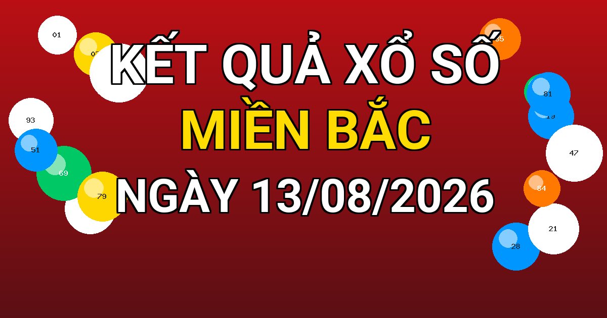 Kết quả xổ số Miền Bắc ngày 13/08/2026