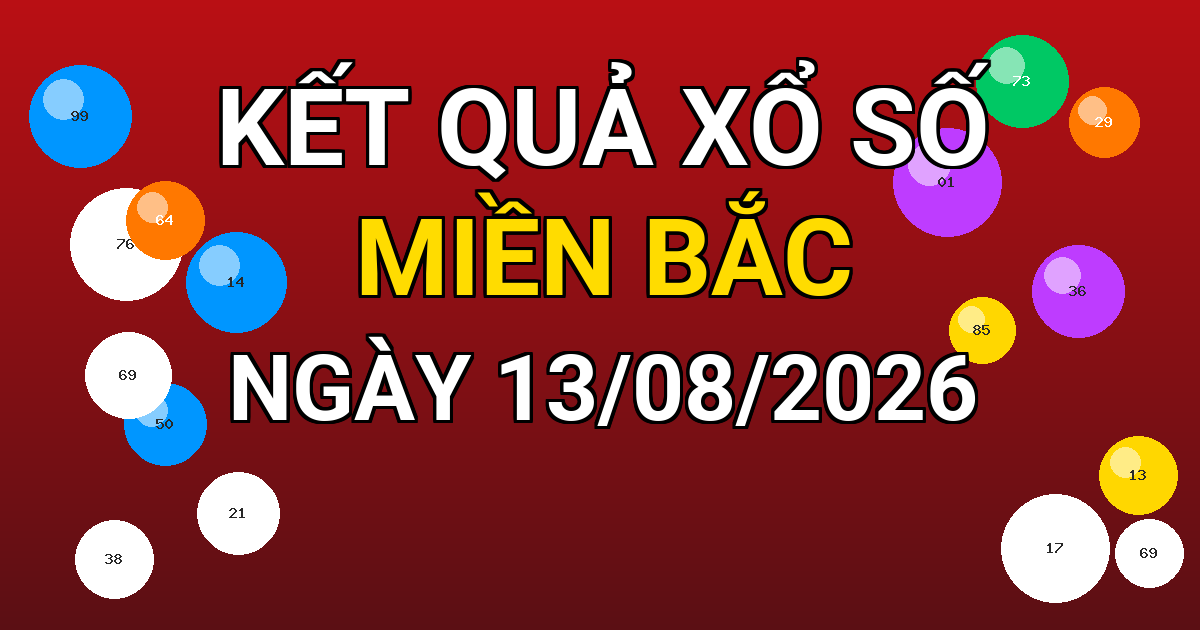 Kết quả xổ số Miền Bắc ngày 13/08/2026