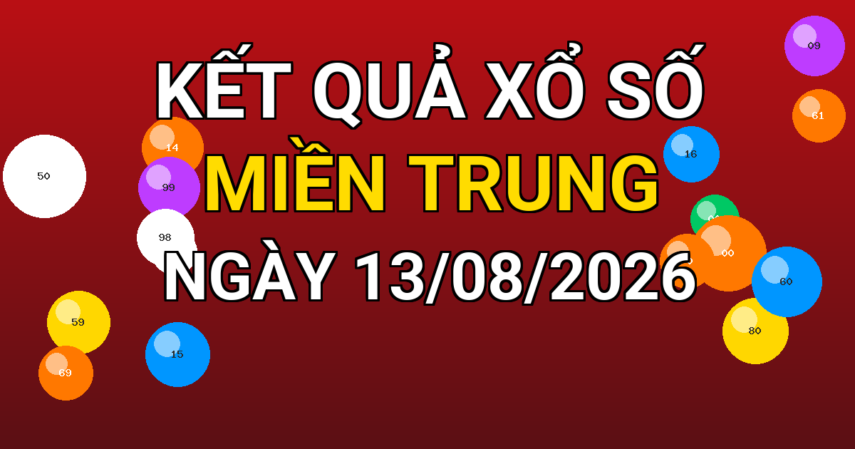 Kết quả xổ số Miền Trung ngày 13/08/2026