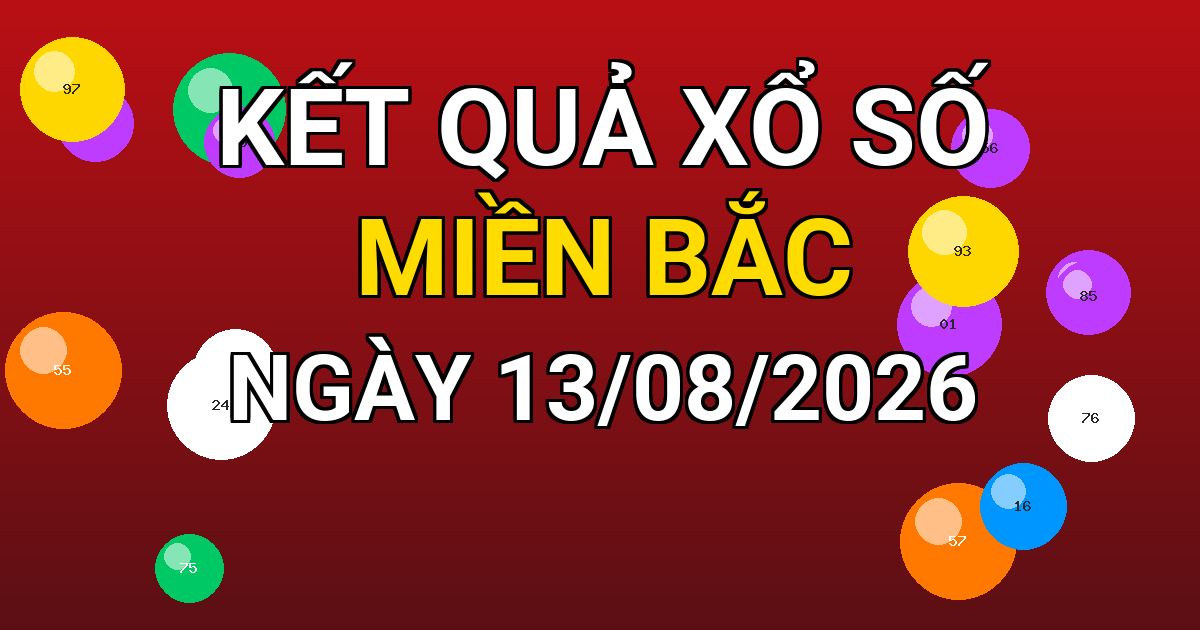 Kết quả xổ số Miền Bắc ngày 13/08/2026