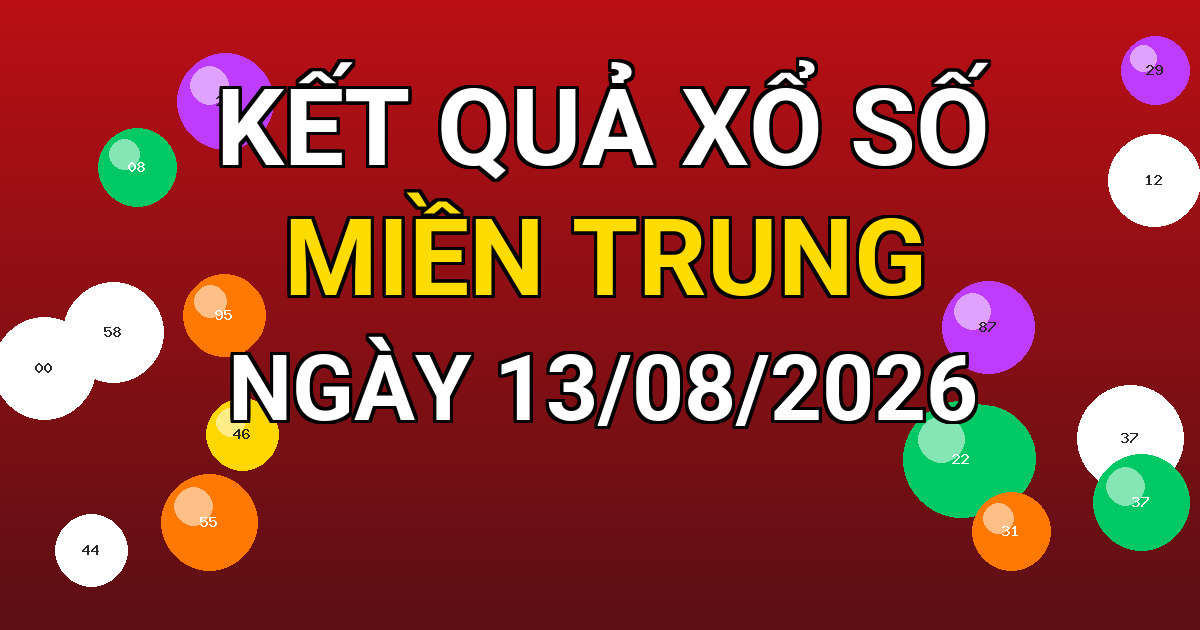 Kết quả xổ số Miền Trung ngày 13/08/2026