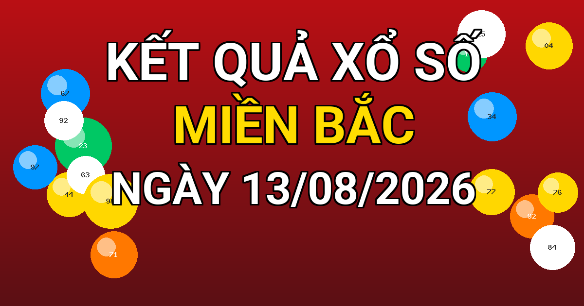 Kết quả xổ số Miền Bắc ngày 13/08/2026
