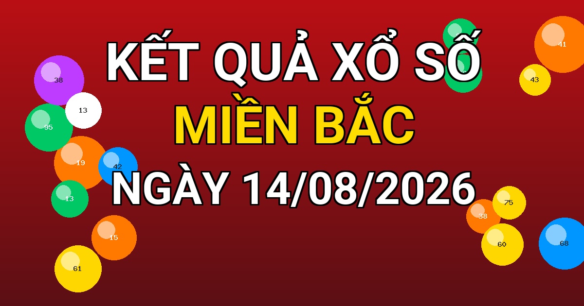 Kết quả xổ số Miền Bắc ngày 14/08/2026