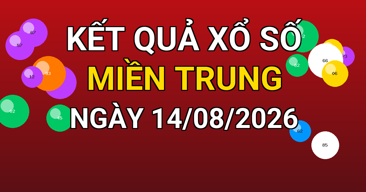 Kết quả xổ số Miền Trung ngày 14/08/2026