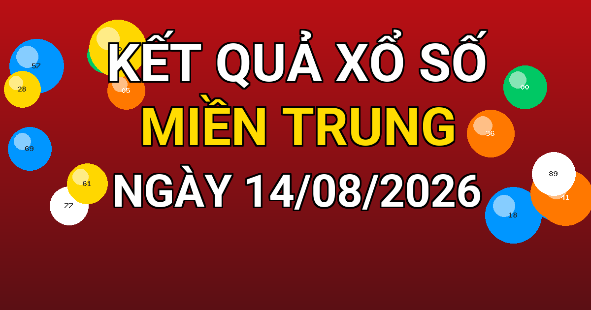 Kết quả xổ số Miền Trung ngày 14/08/2026