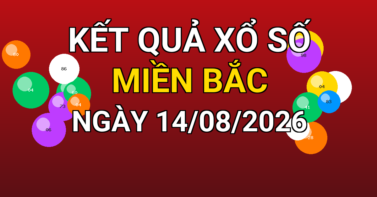 Kết quả xổ số Miền Bắc ngày 14/08/2026