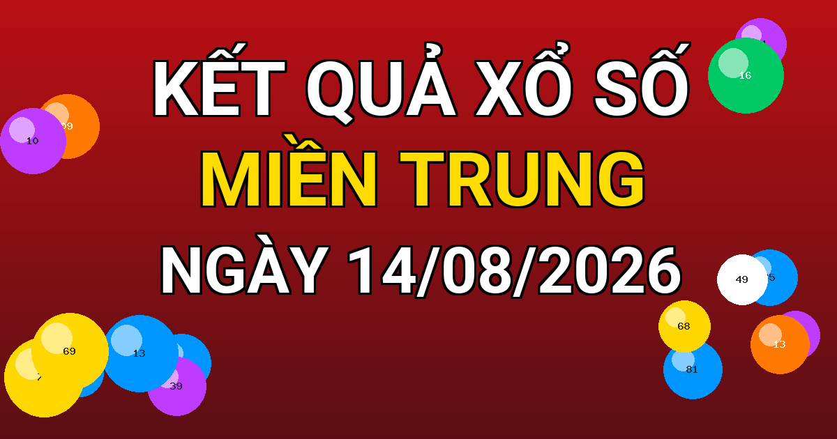 Kết quả xổ số Miền Trung ngày 14/08/2026