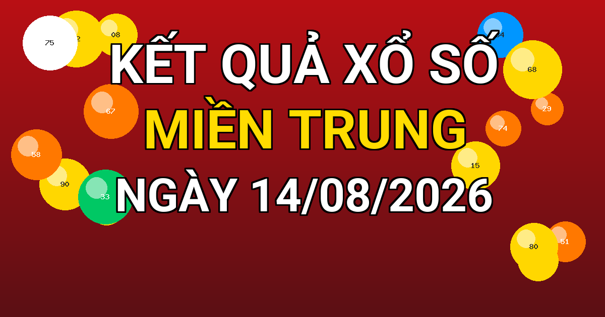 Kết quả xổ số Miền Trung ngày 14/08/2026